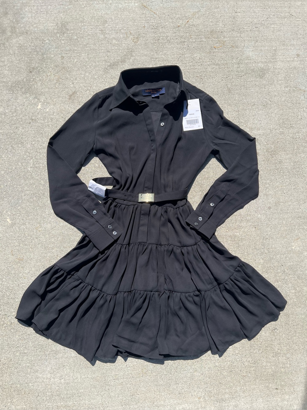 Women Louis Vuitton Black Ruffled Dress